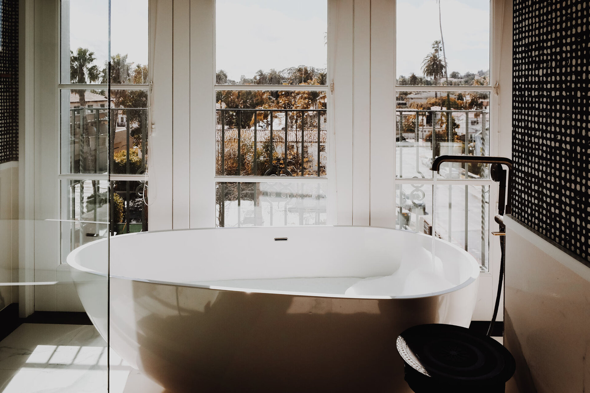 bathtub and balcony