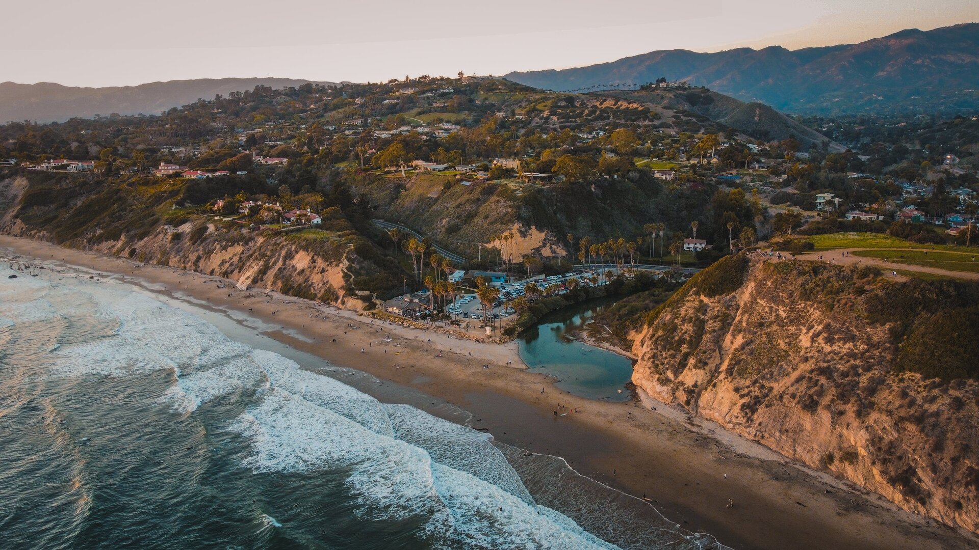 santa barbara coast at sunset